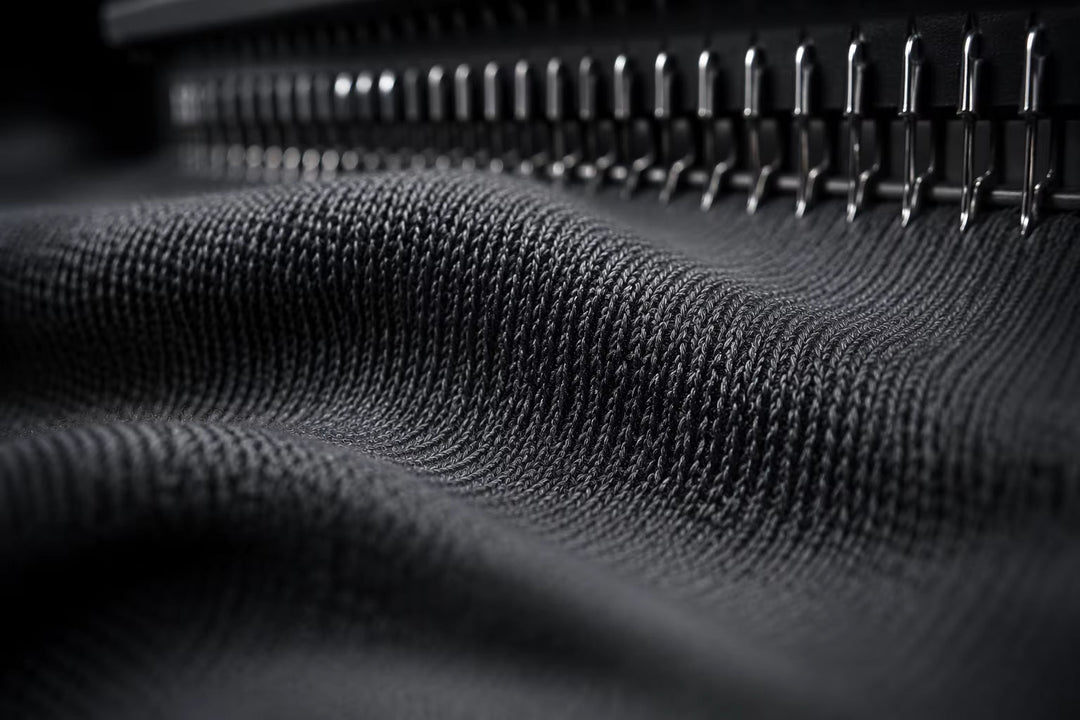Banner: Cinematic macro shot of an 18-gauge ultra-fine knit surface