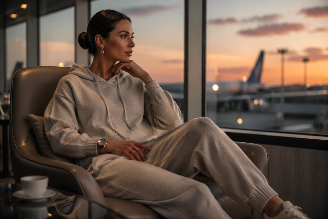 Banner: Sophisticated airport lounge style with premium knitwear