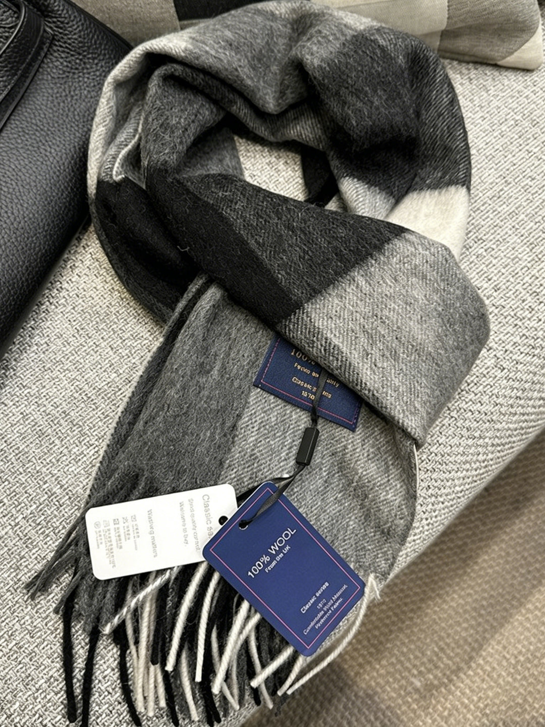Pure Wool Neutral Slim Winter Scarf