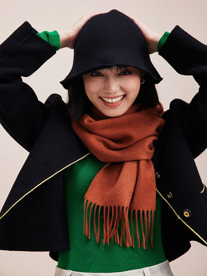 100% Pure Cashmere Water Ripple Solid Scarf | Unisex