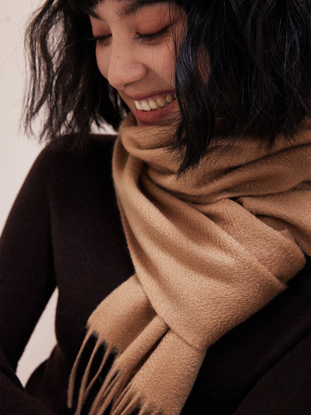100% Pure Cashmere Water Ripple Solid Scarf | Unisex