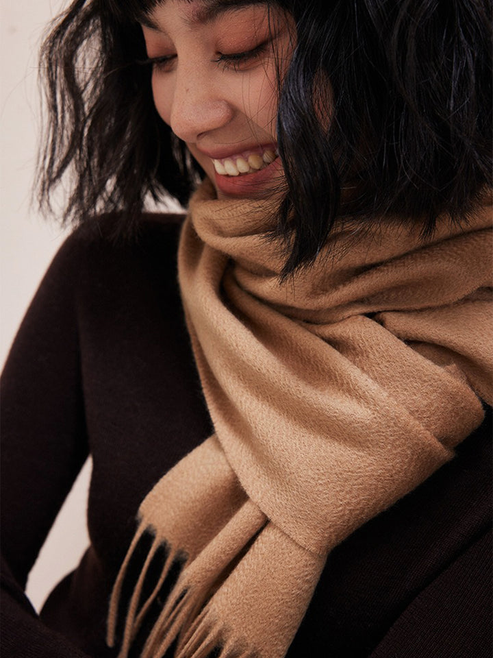 100% Pure Cashmere Water Ripple Solid Scarf | Unisex