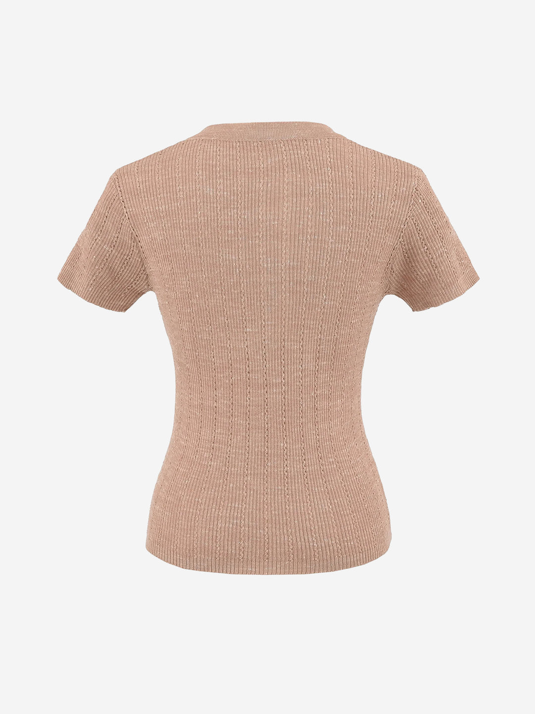 Damen Henley V-Ausschnitt Kurzarm-Strickoberteil
