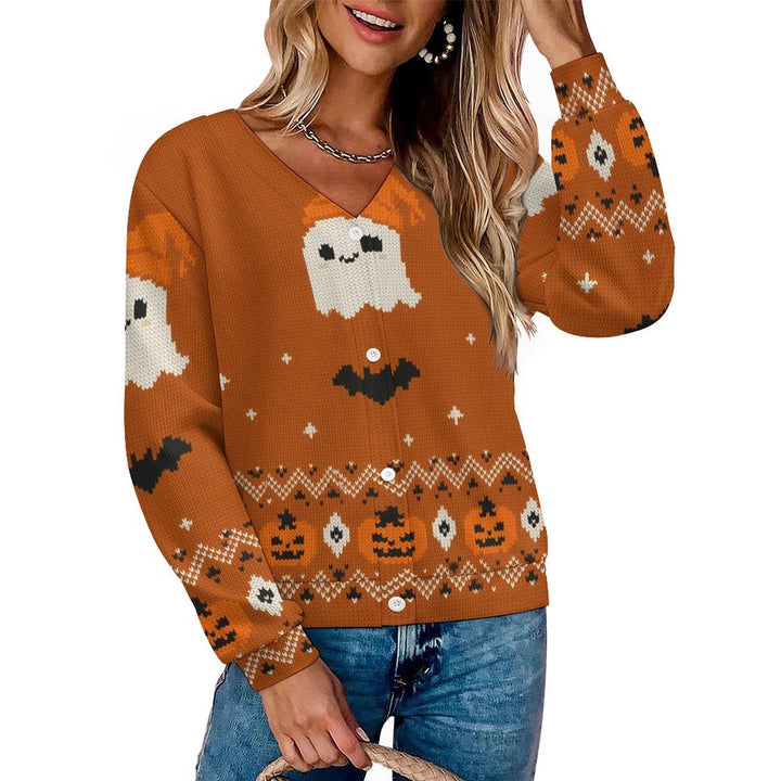 Pumpkin Ghost Bat Print - Women&