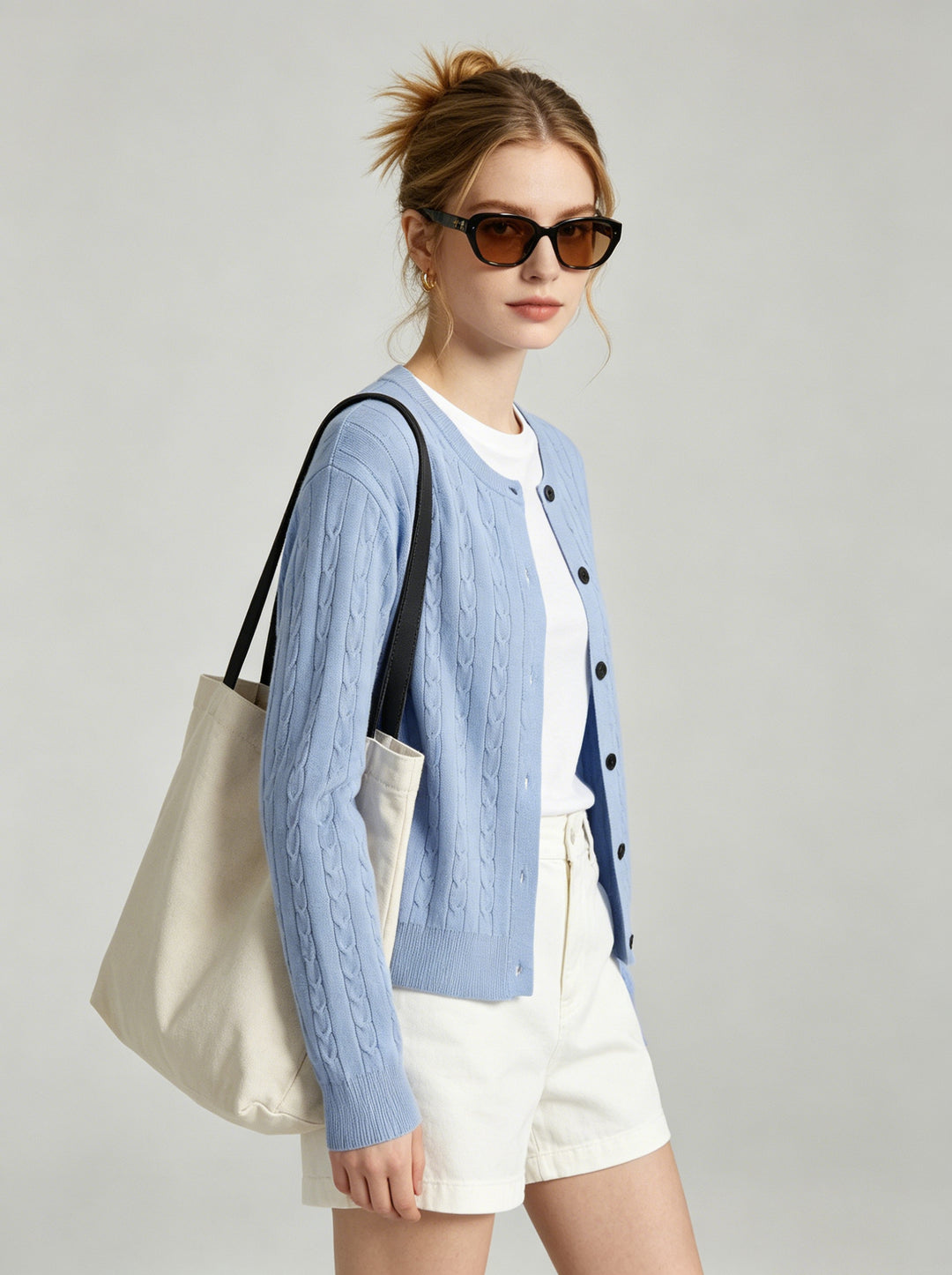 Women Classic Soft Cable-Knit Relaxed Fit Everyday Cardigan