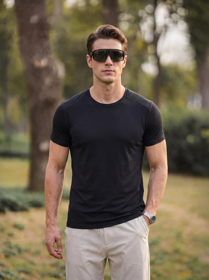 T-shirt de sport pour homme en laine mérinos à séchage rapide - Randonnée, course, respirant