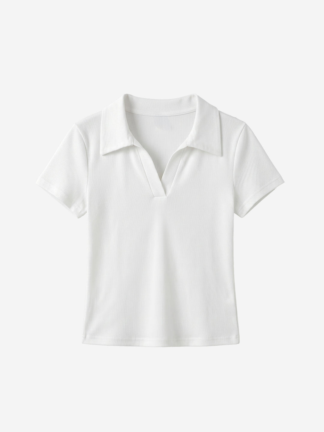 Geripptes, gerafftes, bauchfreies Kurzarm-Top für Damen