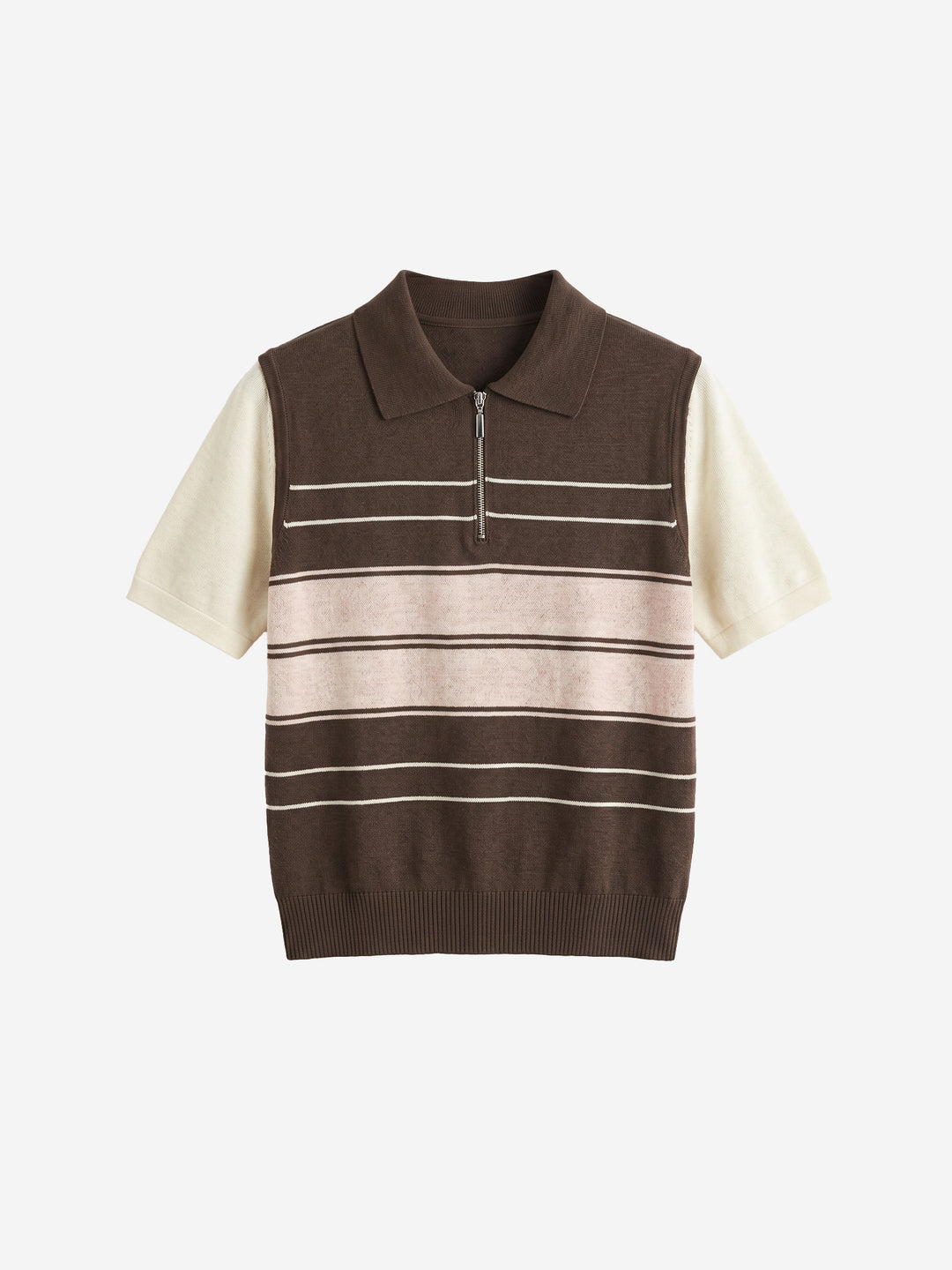 Striped Half-Zip Polo Sweater - 16GG Ultra-Fine Tencel Linen Knit
