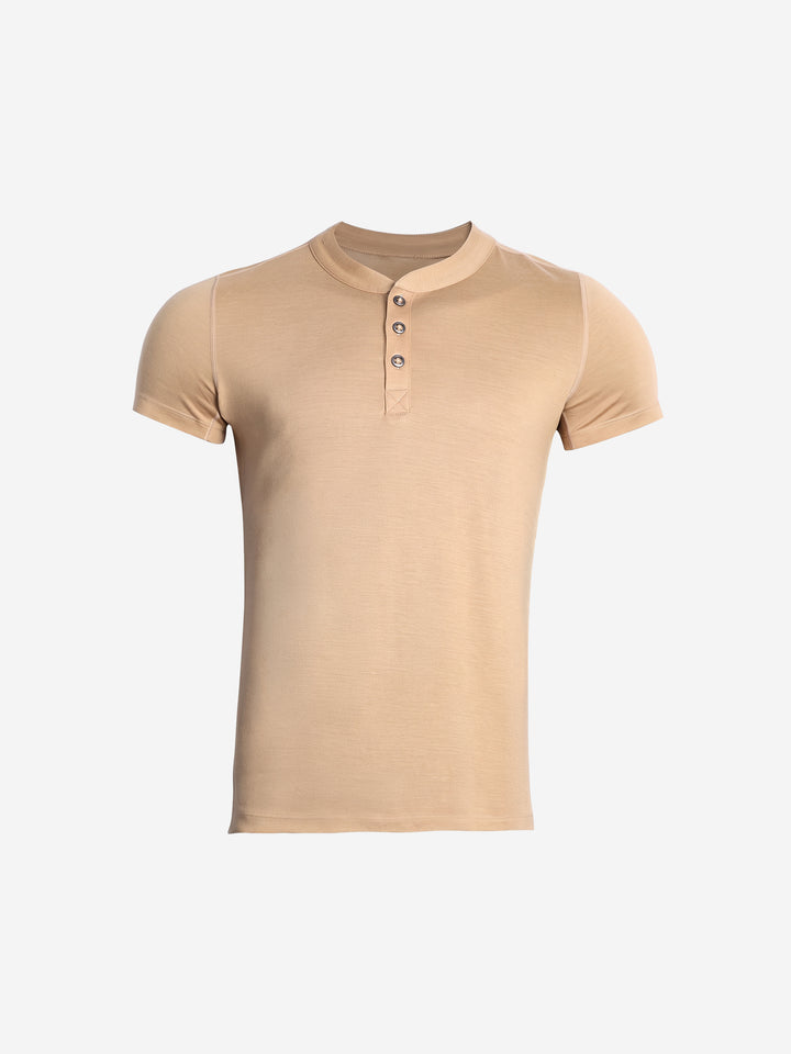T-shirt Henley en laine mérinos à séchage rapide pour homme, idéal pour la randonnée et les activités de plein air