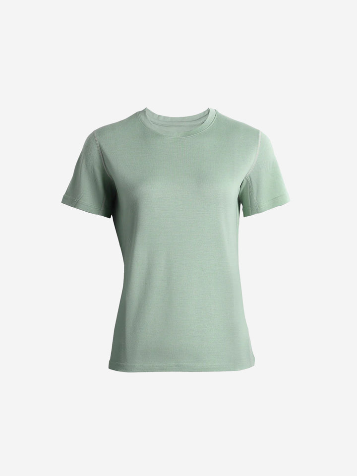 Damen Merino Wolle Schnelltrocknendes Kurzarm Sport T-Shirt Schmal Geschnitten Lauf- und Fitness-Top