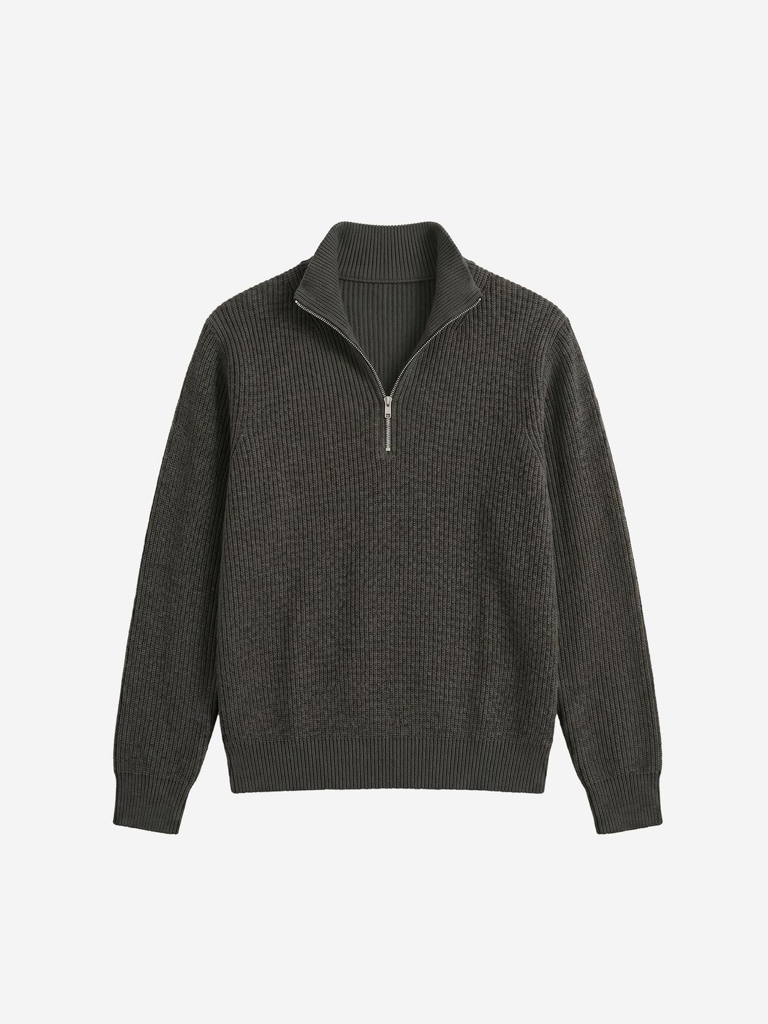 Unisex Half-Zip Mock Neck Wool Blend Knit Sweater