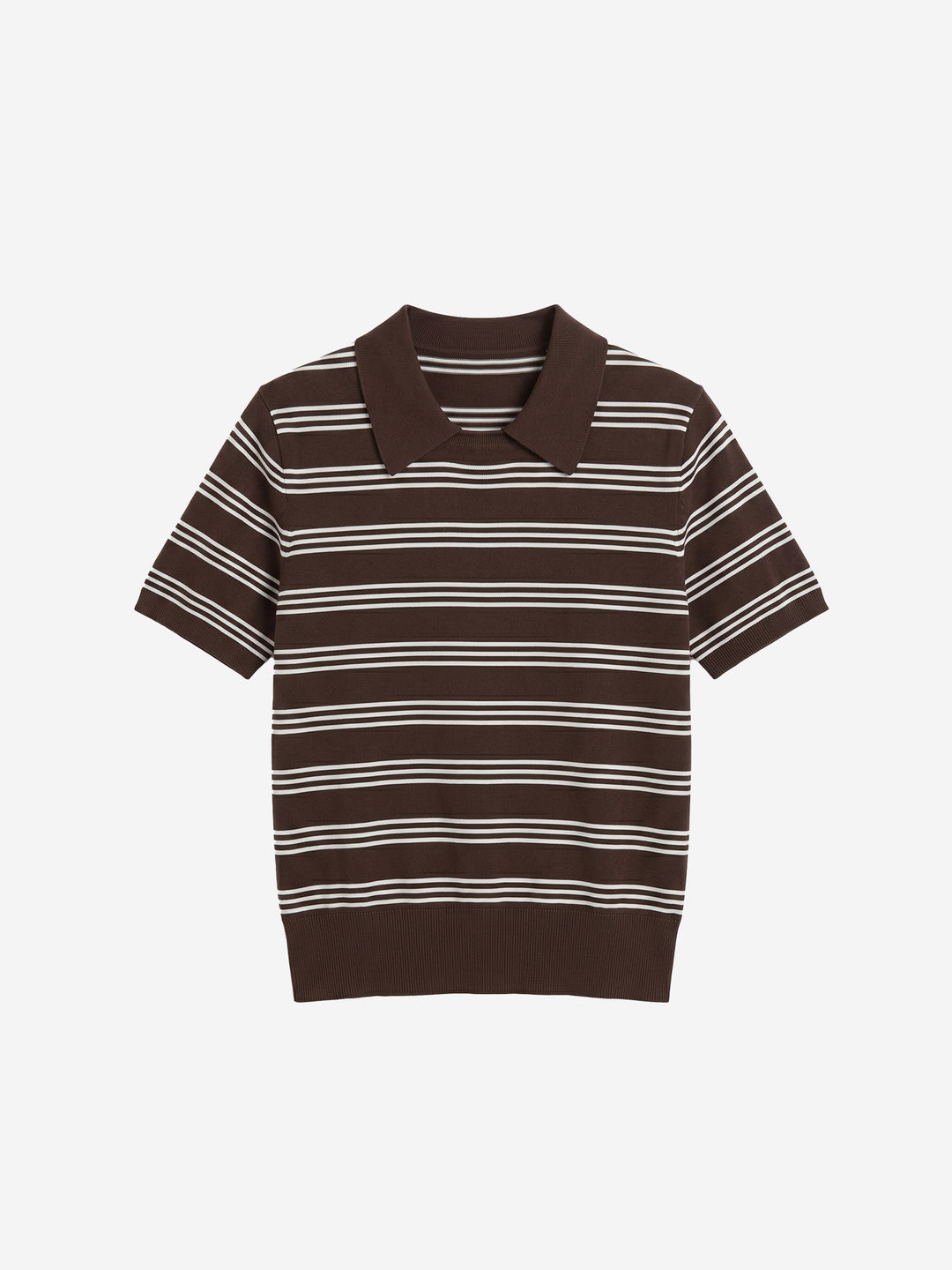 Gestricktes Polo-Top mit Streifenmuster und Kontrastkragen
