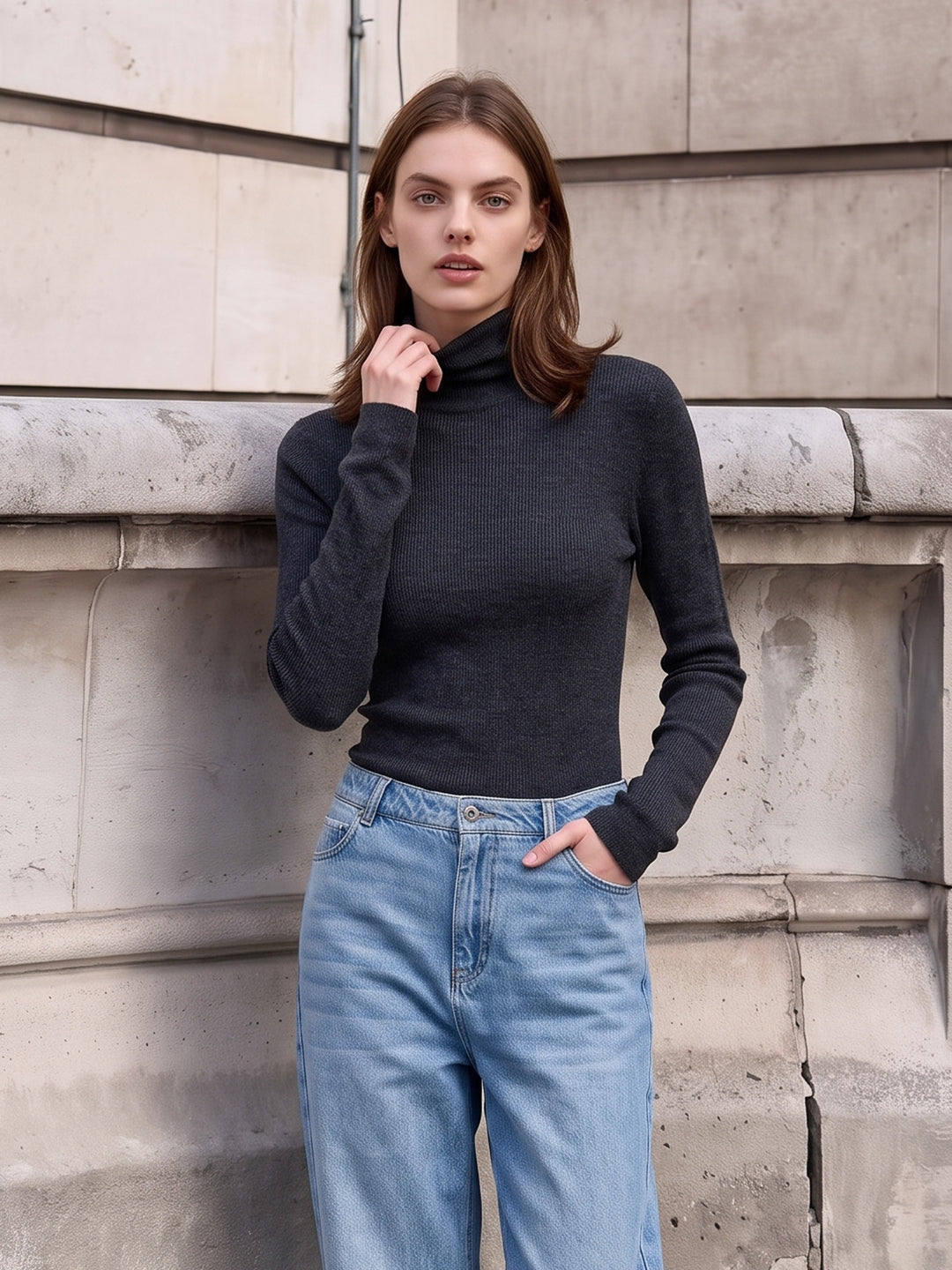 Cashmere Base Layer High Neck Wool Knit