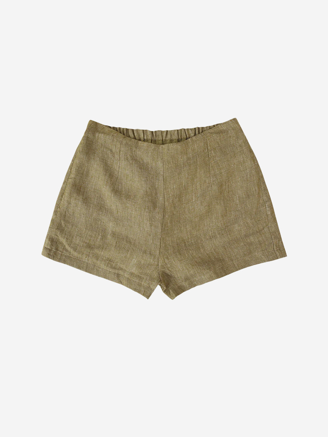Damen High Waist Shorts aus reiner Leinen, garngefärbt, Old Money Stil, lässige Sommerhose, Nischendesign, gerades Bein