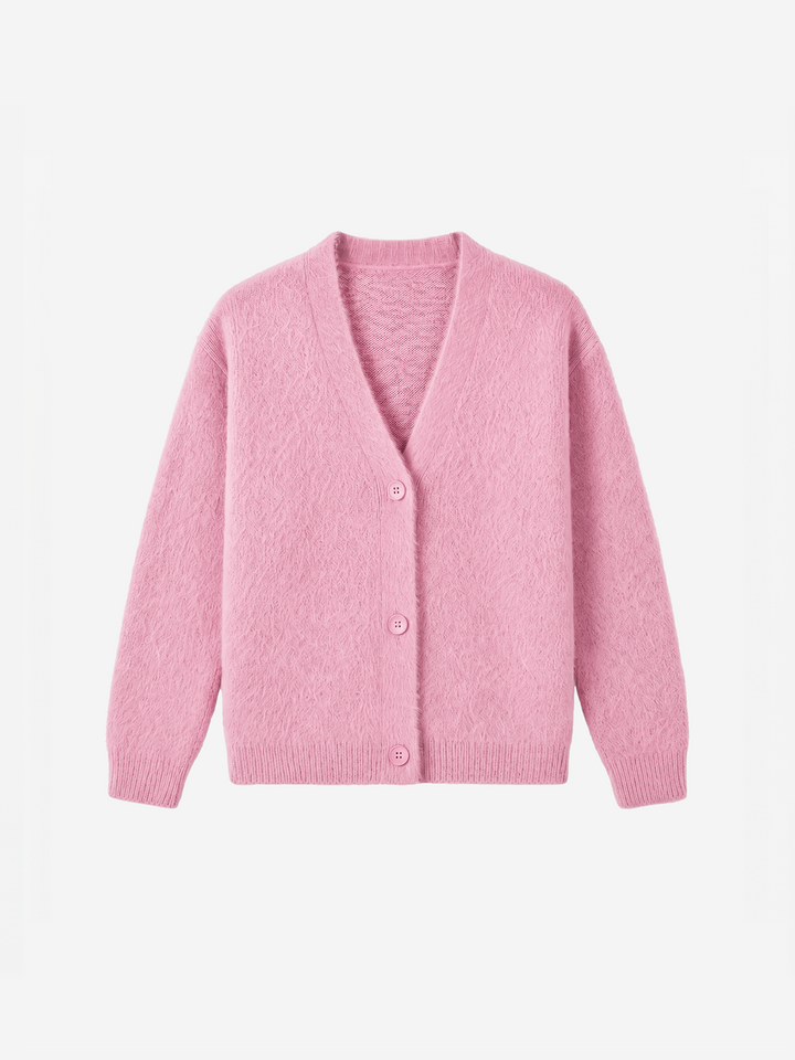 Women Warm Fluffy V-Neck Knit Cardigan