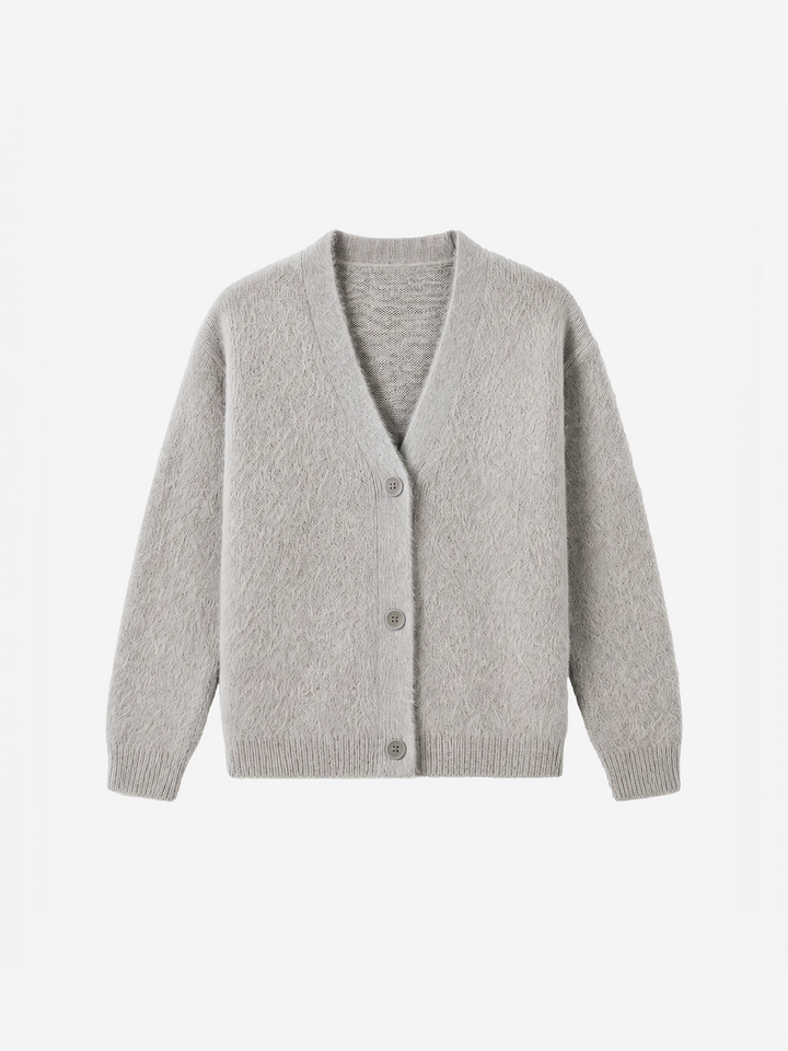 Women Warm Fluffy V-Neck Knit Cardigan