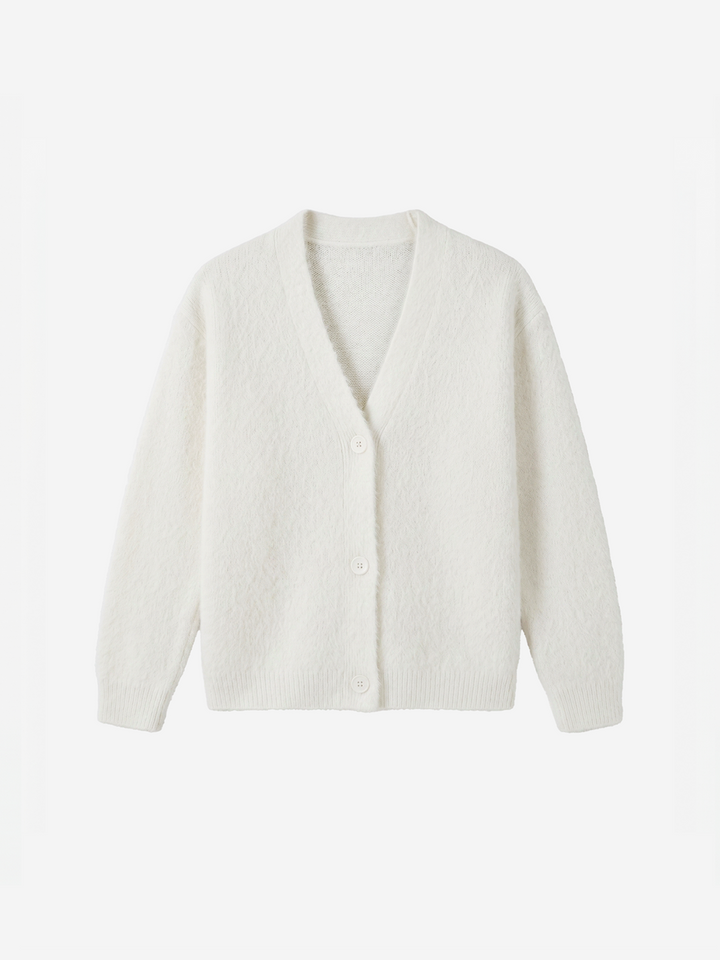 Women Warm Fluffy V-Neck Knit Cardigan