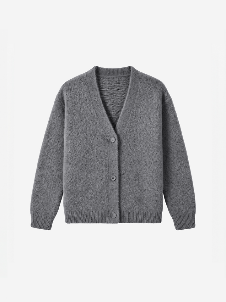 Women Warm Fluffy V-Neck Knit Cardigan