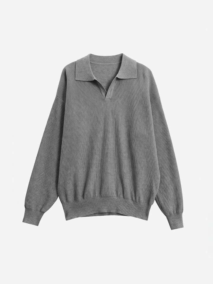 Loose Pullover Lapel POLO Long Sleeve Knitted Sweater