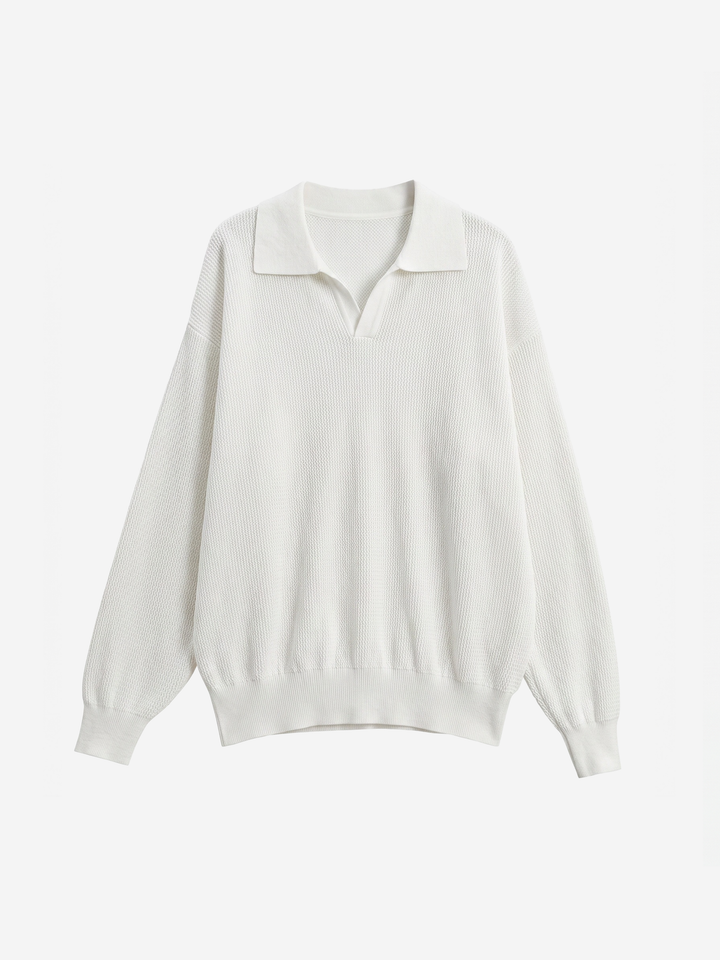 Loose Pullover Lapel POLO Long Sleeve Knitted Sweater
