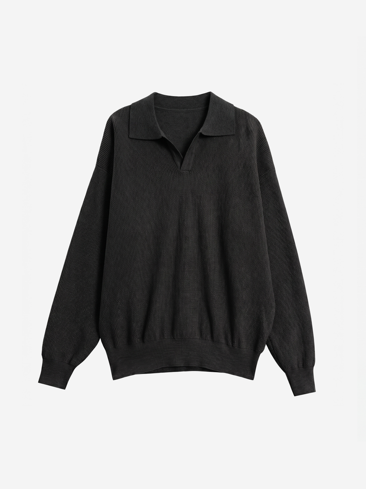 Loose Pullover Lapel POLO Long Sleeve Knitted Sweater