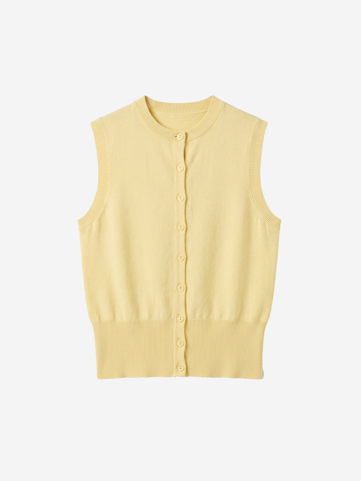 Women Classic Button-Front Ribbed Waist Knit Vest