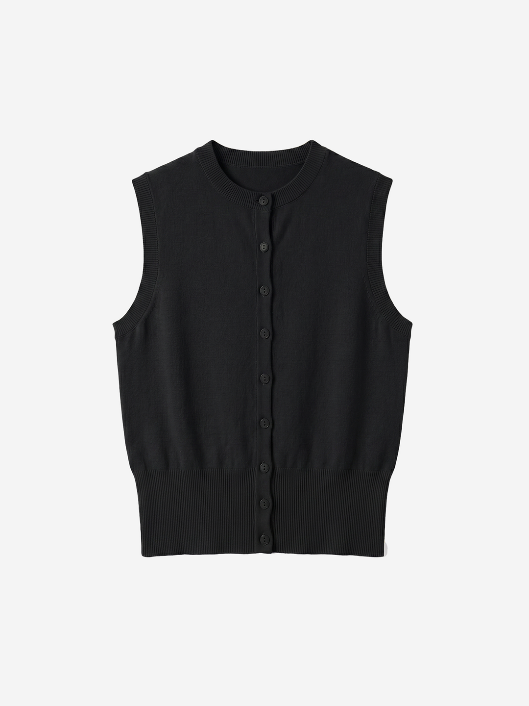 Women Classic Button-Front Ribbed Waist Knit Vest