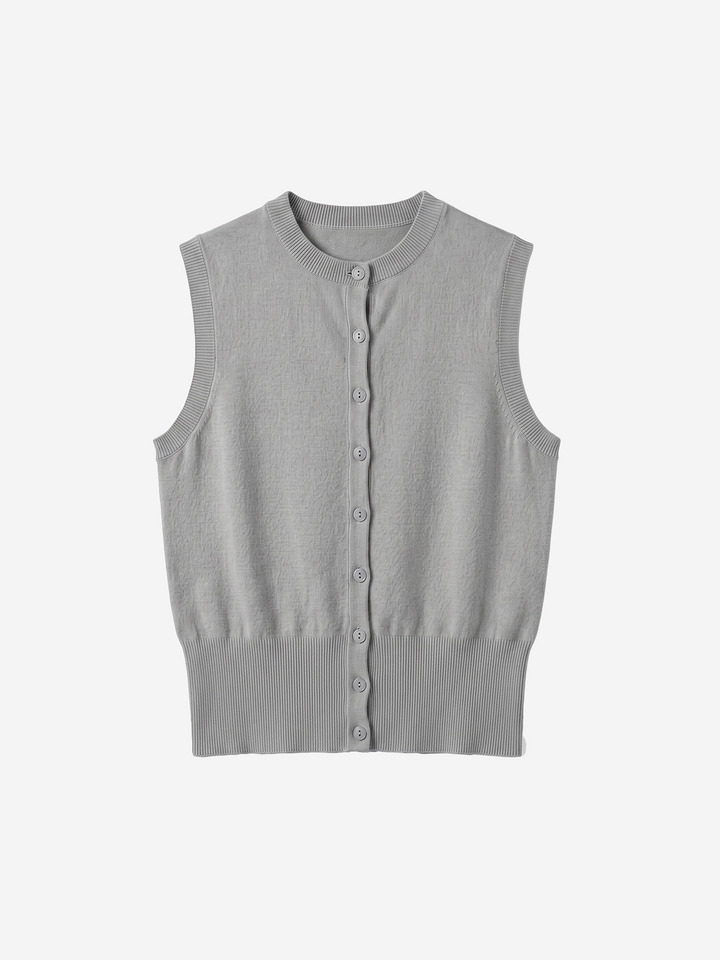 Women Classic Button-Front Ribbed Waist Knit Vest