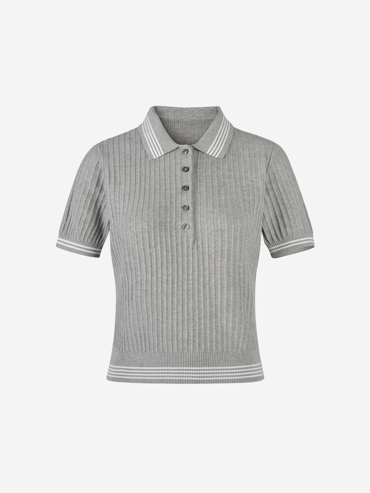 Women’s Ribbed Knit Polo Top