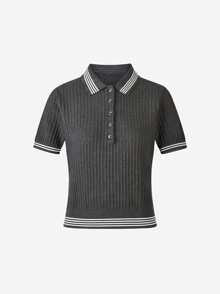 Women’s Ribbed Knit Polo Top