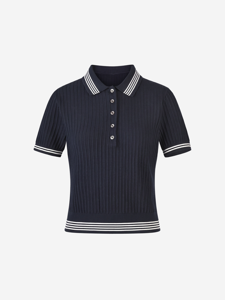 Women’s Ribbed Knit Polo Top