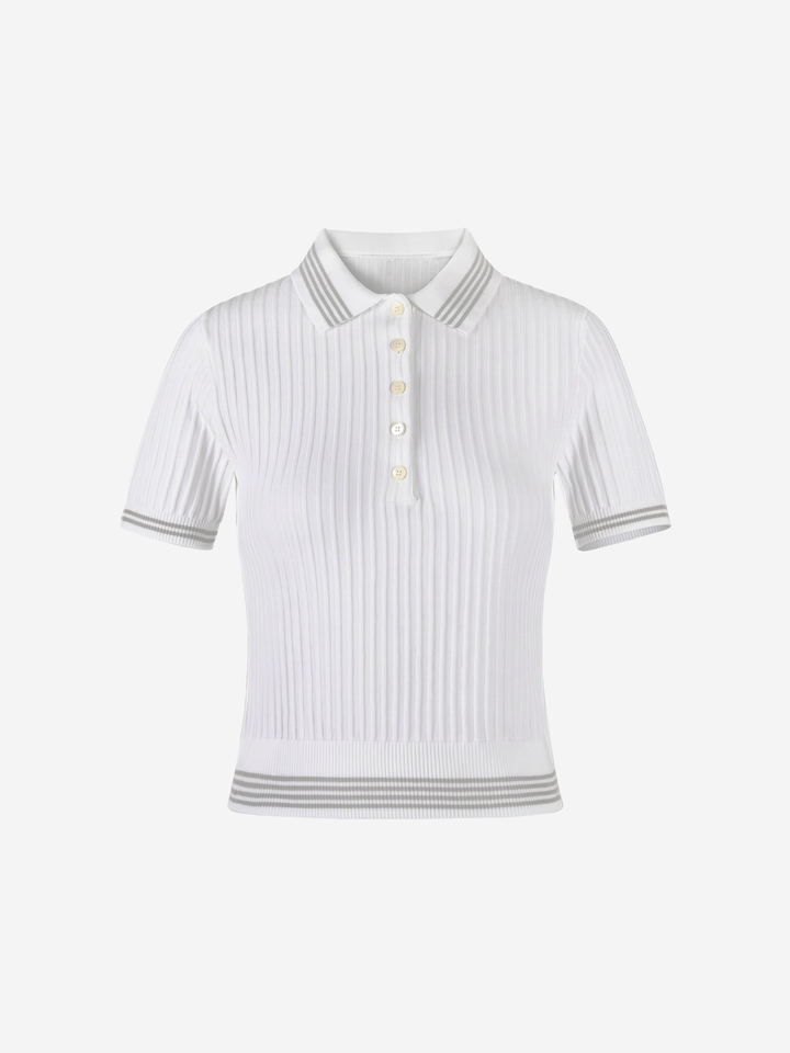 Women’s Ribbed Knit Polo Top