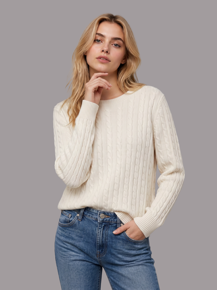 Pull ras du cou en cachemire torsadé pour femme