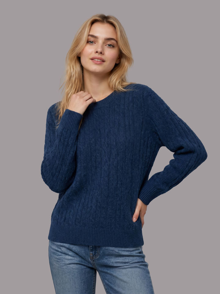 Pull ras du cou en cachemire torsadé pour femme