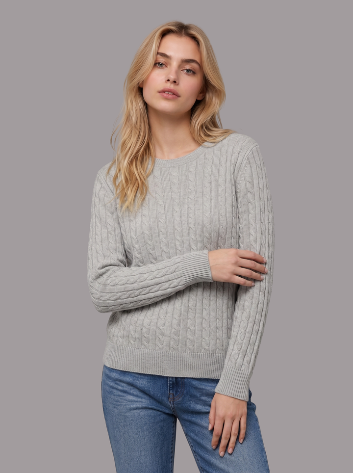 Pull ras du cou en cachemire torsadé pour femme