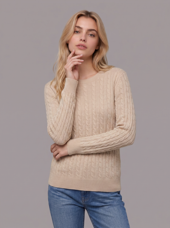 Pull ras du cou en cachemire torsadé pour femme