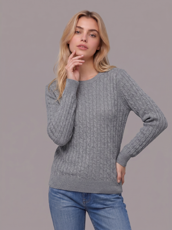 Pull ras du cou en cachemire torsadé pour femme