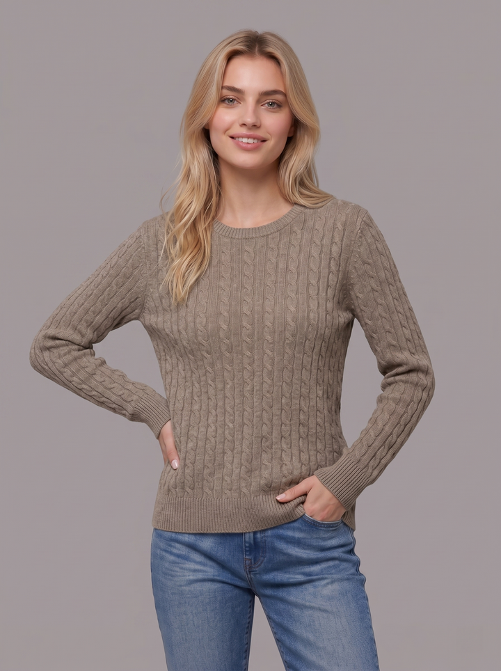 Pull ras du cou en cachemire torsadé pour femme