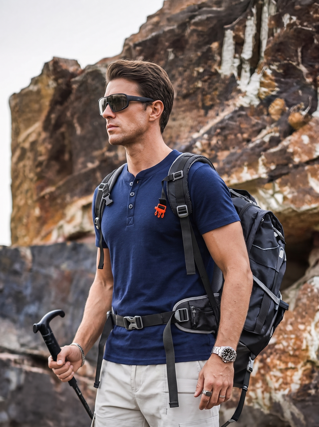 T-shirt Henley en laine mérinos à séchage rapide pour homme, idéal pour la randonnée et les activités de plein air
