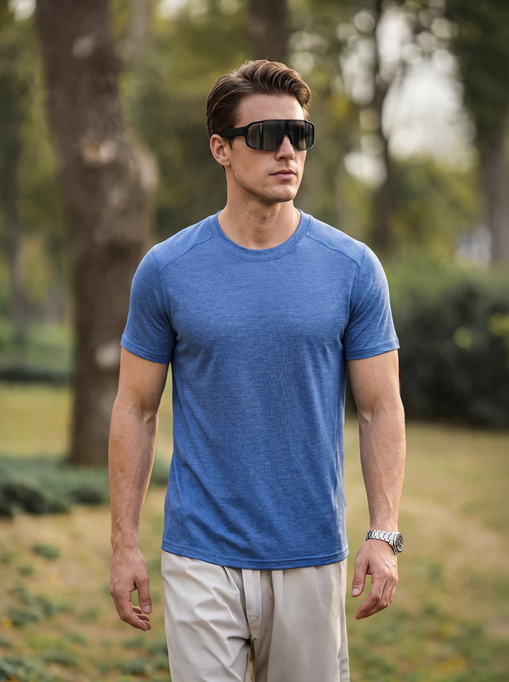T-shirt de sport pour homme en laine mérinos à séchage rapide - Randonnée, course, respirant
