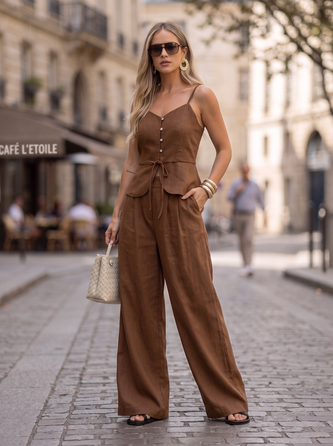 Old Money Linen Vest and Tailored Trousers Summer Two Piece Set
