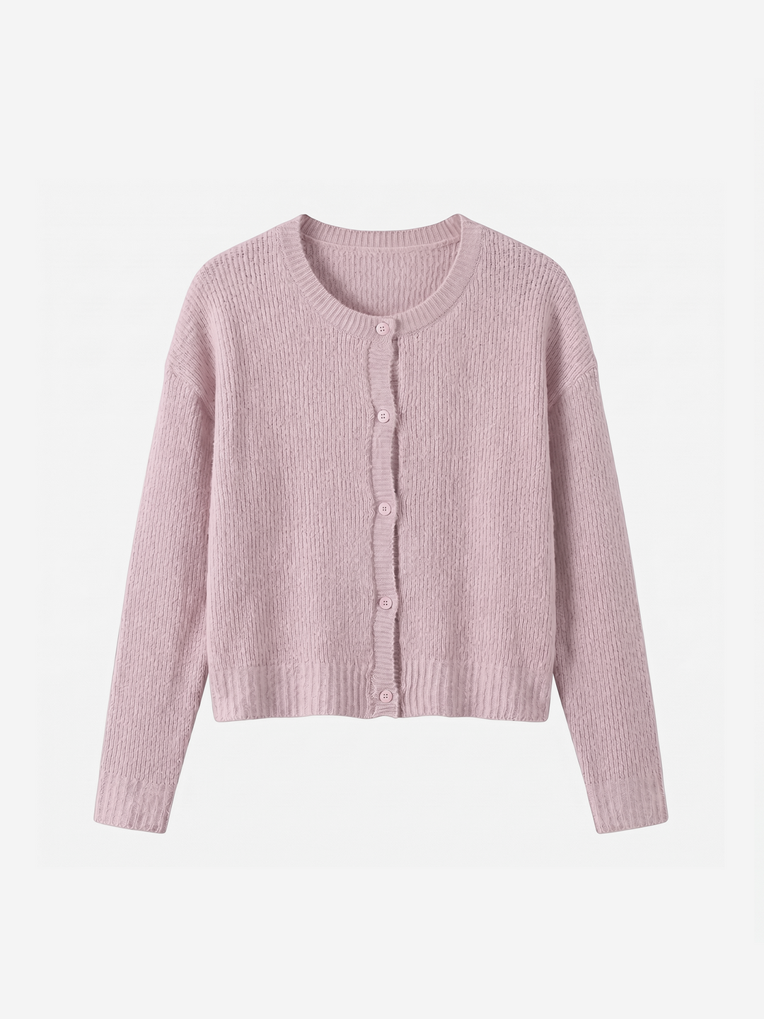 Women Soft Crew Neck Long-sleeved Knit Cardigan