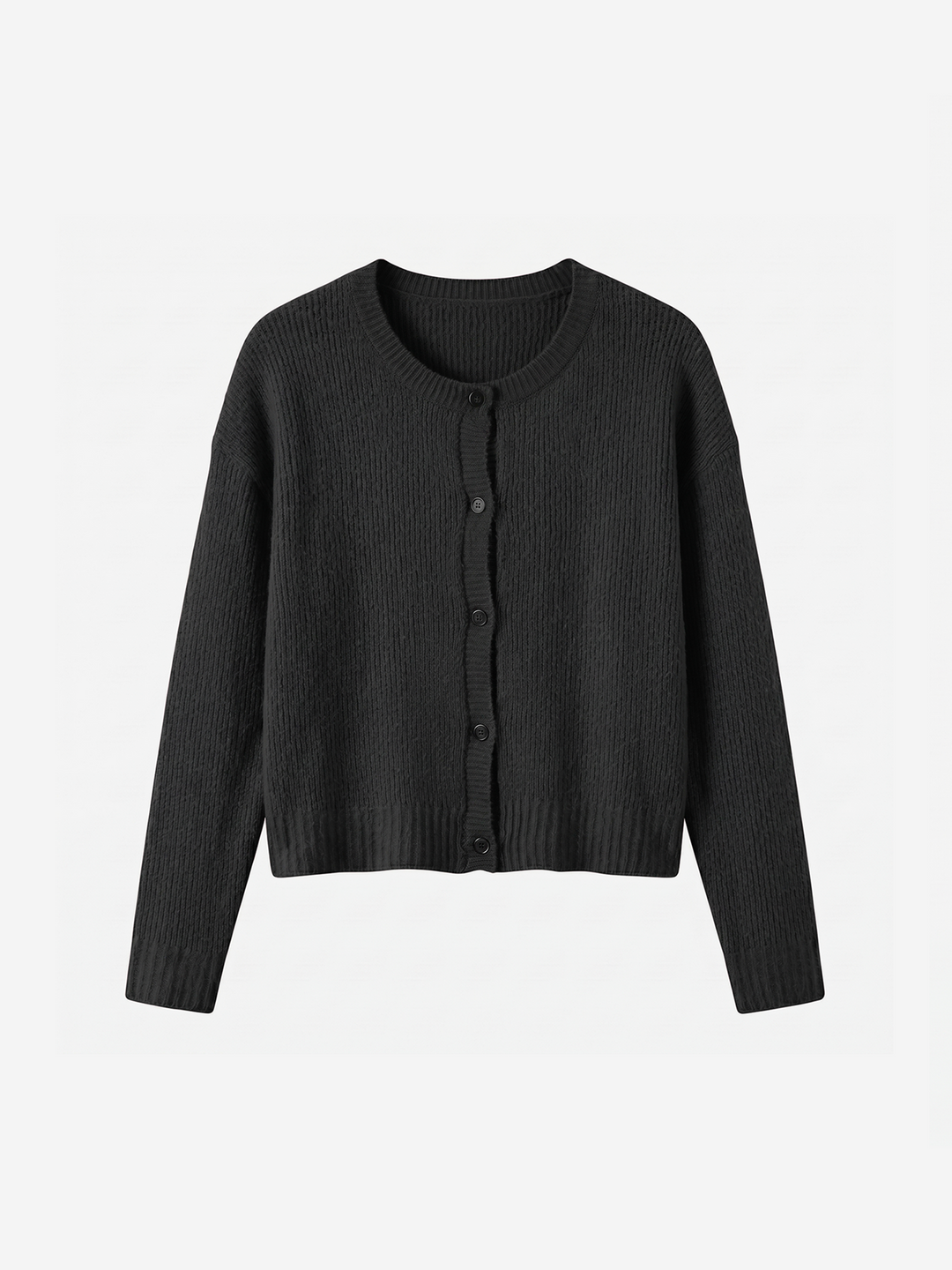 Women Soft Crew Neck Long-sleeved Knit Cardigan
