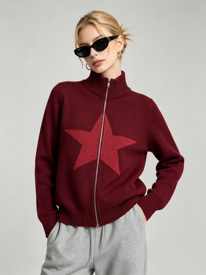 Women’s Slim-Fit Zip-Up Knit Cardigan Jacket