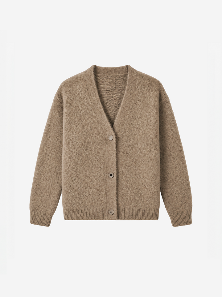 Women Warm Fluffy V-Neck Knit Cardigan