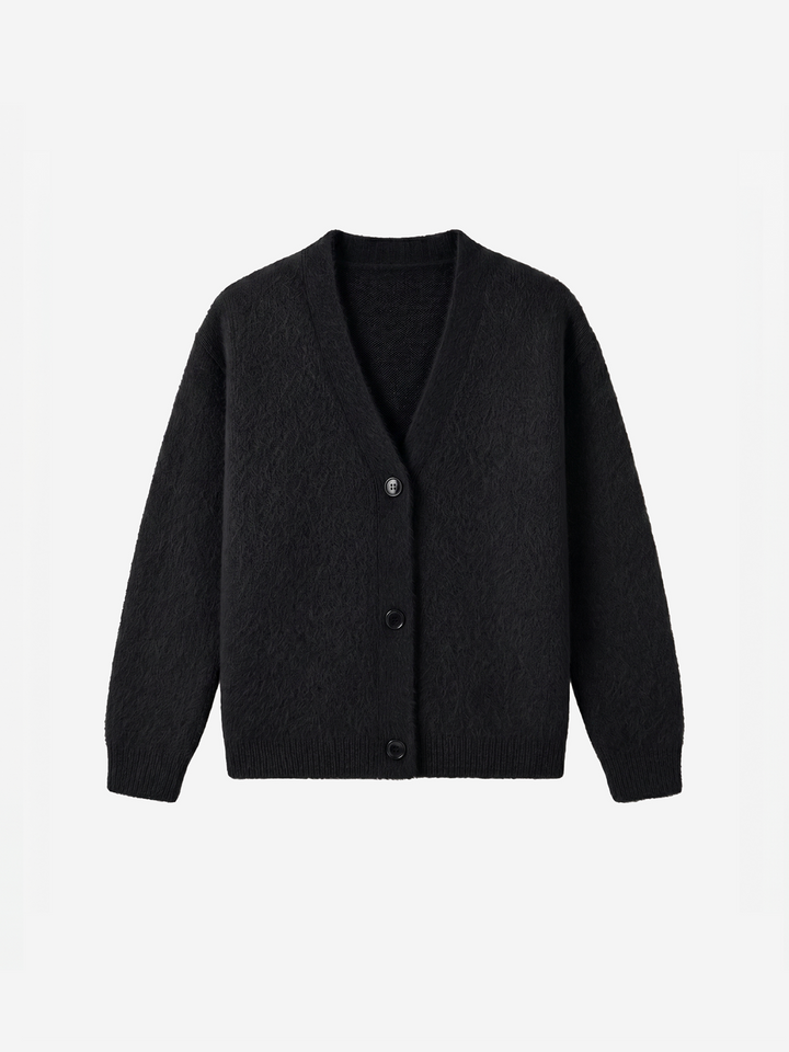 Women Warm Fluffy V-Neck Knit Cardigan