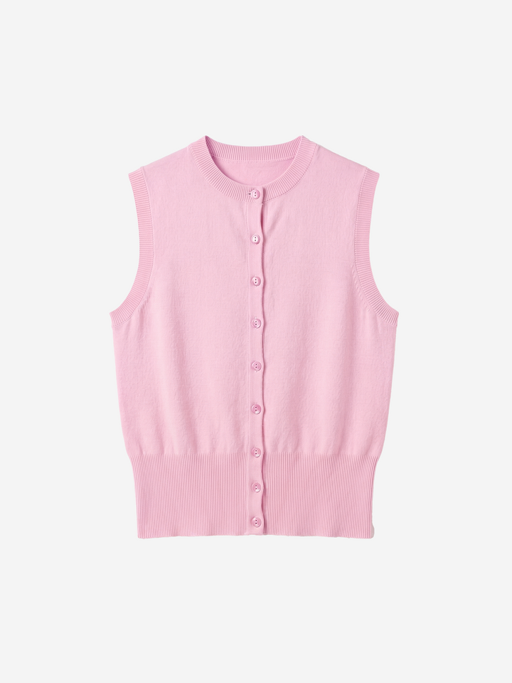 Women Classic Button-Front Ribbed Waist Knit Vest