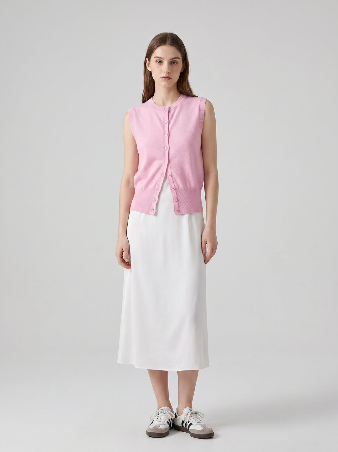 Women Classic Button-Front Ribbed Waist Knit Vest