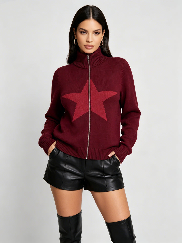 Women’s Slim-Fit Zip-Up Knit Cardigan Jacket