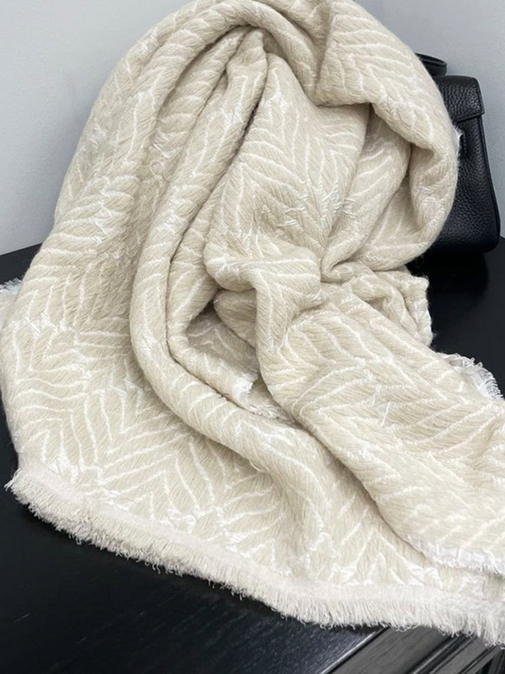 White Faux Cashmere Long Shawl Winter Warm Scarf